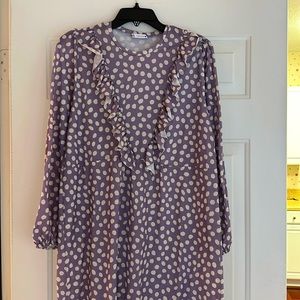 Zara Polka Dot Ruffle Front Dress in Lilac Size Small